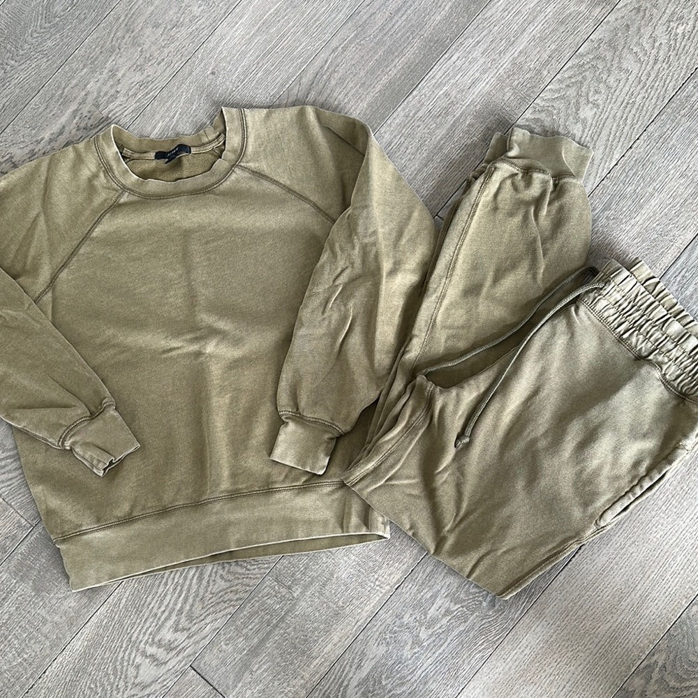 J. Crew Olive Green Sweatshirt & Jogger Set